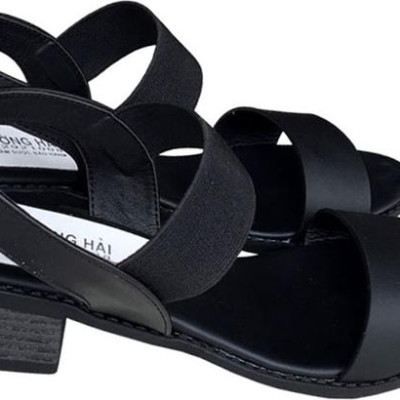 Giày sandal nữ Trường Hải gót vuông 4cm màu đen đế cao su mềm dẻo chống trơn thời trang cao cấp XDN236