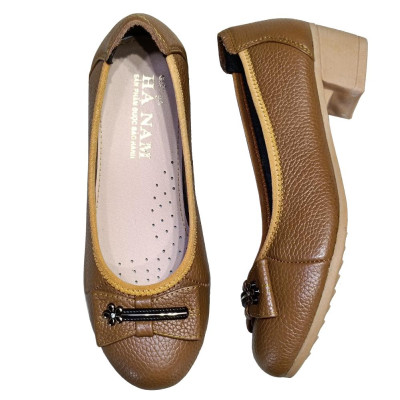 Giày Búp Bê Nữ Cao Gót HA NAM Da Bò Thật Thời Trang Cao Cấp 5cm GBBN20898