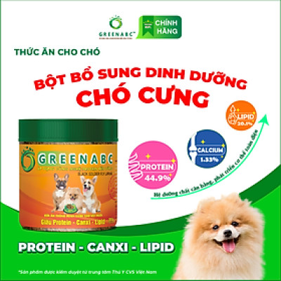 Thức ăn cho Chó GREENABC - Bột bổ sung đủ dinh dưỡng protein 44.9%, canxi 1.33%, lipid 20.1% giúp tiêu hóa tốt, tăng đề kháng, lông mượt - Hộp 200g