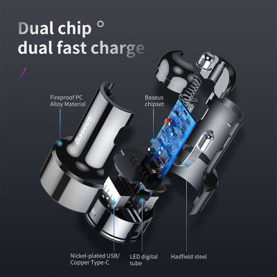 Bộ tẩu sạc Baseus Magic Series Quick Charge nhanh đa năng dùng cho xe hơi- Hàng chính hãng