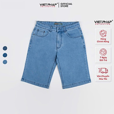 Quần Short Jeans Nam VIỆT PHÁP Chất liệu Jeans Cotton Cao Cấp co giãn, độ bền màu cao 0313