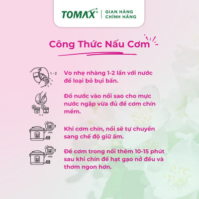 Combo 3 túi Gạo Jasmine thơm dẻo mềm tơi xốp 1kg TOMAX
