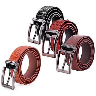 HP4715-16-17-18 - Thắt lưng nam da cá sấu Huy Hoàng gai đuôi 4P đầu kim màu đen, nâu đất, nâu đỏ, vàng