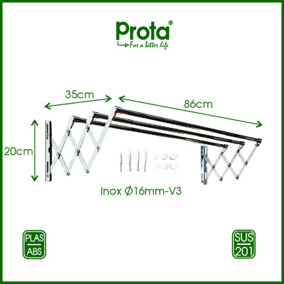 [CHÍNH HÃNG] Giàn phơi đồ inox co giãn thông minh PROTA 86cm – Bảo hành 12 tháng – Cam kết 1 đổi 1 – Chất lượng cao