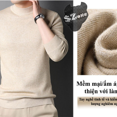 Áo len nam cổ cao 3cm hàng quảng châu vải len mềm mịn kiểu dáng hàn quốc