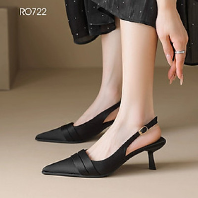 Giày cao gót nữ quai sau ROSATA RO722 - 6p - Đen, Hồng - HÀNG VIỆT NAM-BKSTORE