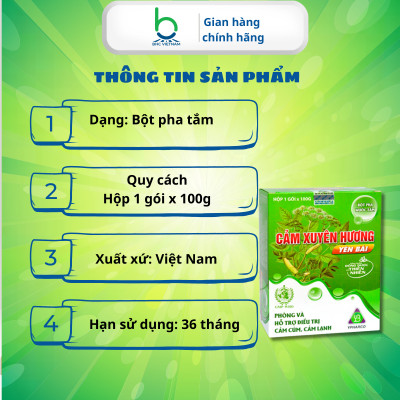 Bột Pha Nước Tắm Cảm Xuyên Hương Hỗ Trợ Phòng Ngừa Cảm Cúm, Cảm Lạnh 100g