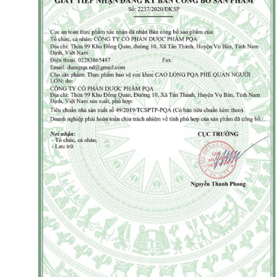 Phế Quản Người Lớn PQA Hỗ Trợ Thanh Họng, Giảm Viêm Phế Quản, Hen Suyễn, Ho Nhiều Hộp 250ml