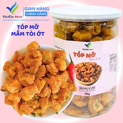 Tóp Mỡ Thịt Liền Da Sốt Mắm Tỏi VietTin Mart