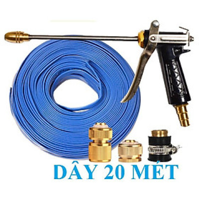 Bộ dây vòi xịt nước rửa xe, tưới cây . tăng áp 3 lần, loại 20m 206318 đầu đồng,cút đồng+ tặng mở chai