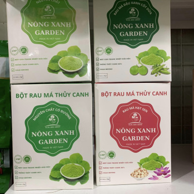Nông Xanh Garden Combo 4 Hộp Bột Rau Má Thủy Canh Nguyên Chất + Nguyên Chất Có Đường + Đậu Xanh Cốt Dừa + Hạt Sen Hộp 15 gói hòa tan uống liền, dễ uống, thanh nhiệt, thải độc, làm đẹp da