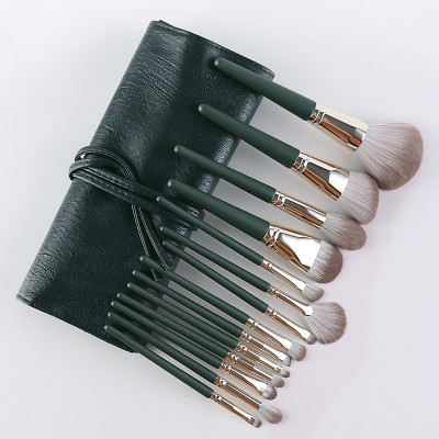 Bộ Cọ Makeup 14 Cây Cán Xanh Cao Cấp Lông Siêu Mịn Tiện Dụng Đầy Đủ Chức Năng Trang Điểm Cá Nhân Hiệu Quả DRU - Hàng Chính Hãng
