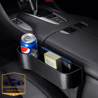 Khay Đựng Đồ Đa Năng Gắn Khe Ghế Ngồi Xe Hơi Tiện Dụng - Chất Liệu Nhựa ABS Vân Carbon Đựng Cốc , Điện Thoại Tiện Ích - Hàng Nhập Khẩu