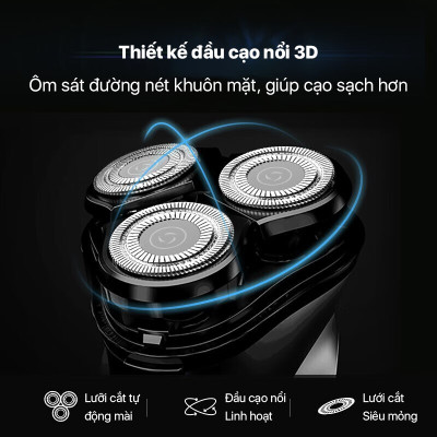 Máy cạo râu Enchen Blackstone 3 - Chống nước IPX7, pin sạc, Lưỡi dao nổi 3D - Hàng chính hãng