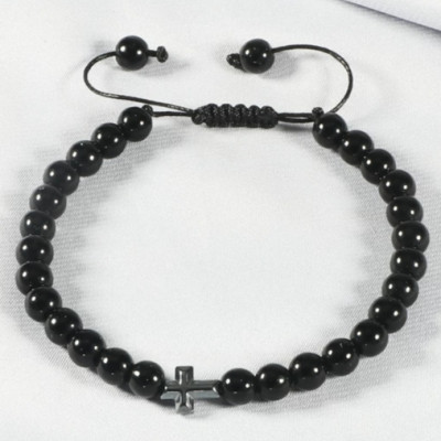 Vòng chuỗi mân côi đá huyền thạch đen thiên nhiên