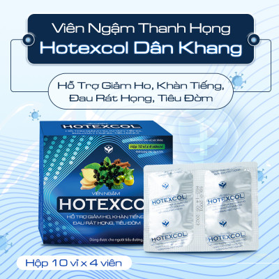 Viên Ngậm Thanh Họng Hotexcol Giúp Giảm Ho - Dịu Thanh Quản - Giảm Đau Rát Do Ho Hộp 10 vỉ x 4 viên