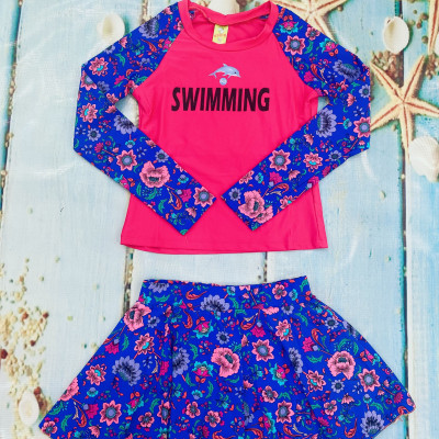 Váy Bơi Dài Tay Họa Tiết Trẻ Trung