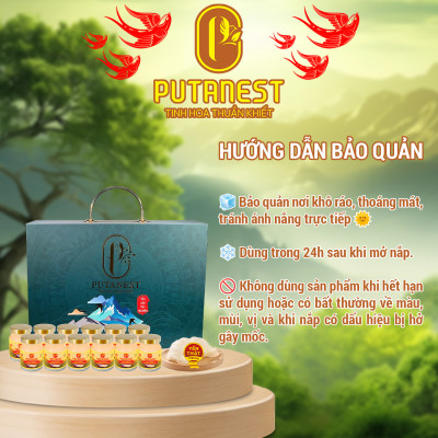Yến chưng Saffron PUTANEST hộp quà tặng cao cấp 12 hũ 70ml bổ dưỡng đẹp da ngừa lão hoá