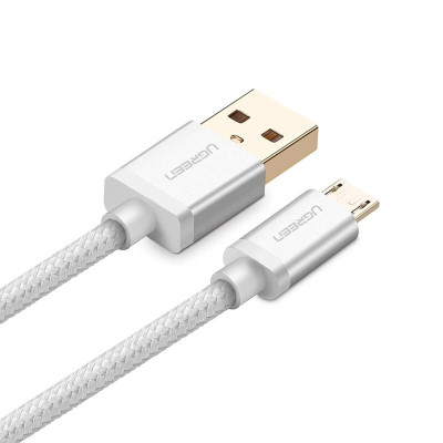 Ugreen UG30656US134TK 1.5M màu Trắng Cáp sạc truyền dữ liệu USB 2.0 sang MICRO USB đầu mạ vàng - HÀNG CHÍNH HÃNG