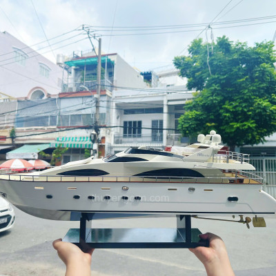 Mô hình thuyền gỗ cao cấp, du thuyền hiện đại AZIMUT JUMBO 100, mô hình du thuyền trang trí thủ công chính hãng