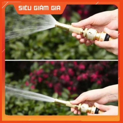 Bộ dây vòi xịt nước rửa xe, tưới cây . tăng áp 3 lần, loại 7m,10m 206587 cút sập,nối đen+ tặng đai