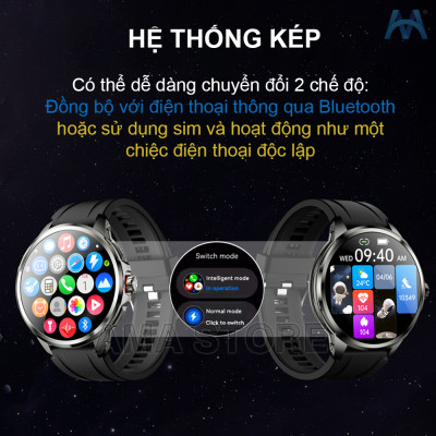 Đồng hồ Thông minh AMA Watch H99 dung lượng cao lắp sim nghe gọi độc lập + kết nối bluetooth nhận thông báo camera xoay có CHPlay Tải App Hàng Chính Hãng