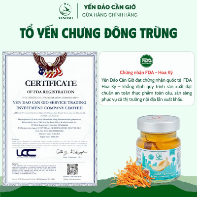 Yến Đảo - Yến Hũ Đông Trùng Hạ Thảo Hỗ Trợ Giải Nhiệt Bồi Bổ Sức Khỏe Hộp 6 Lọ 70ml