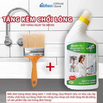 Làm Sạch Sen, Vòi Inox, Tường Sàn Gạch Nhà Tắm SMART TC - Tẩy Cặn Canxi, Vết Nước Cứng, Vết Bẩn Lâu Ngày - Tặng kèm chổi lông - MIFAN Phân Phối Chính Hãng