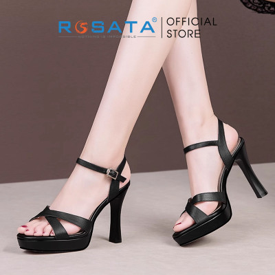 Sandal nữ gót nhọn, quai chéo ROSATA RO600 cao 9p - Đen - HÀNG VIỆT NAM - BKSTORE