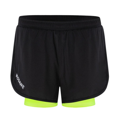 Quần short thể thao nam 2 lớp WOSAWE chất liệu polyester cao cấp, thoáng khí và nhanh khô, logo thương hiệu phản quang
