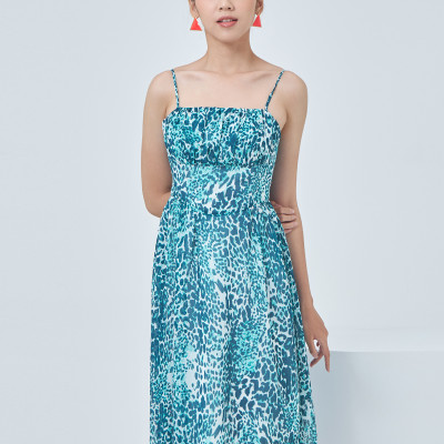 Đầm Midi Hai Dây Họa Tiết Maxivic, La Mộc - LM0122126