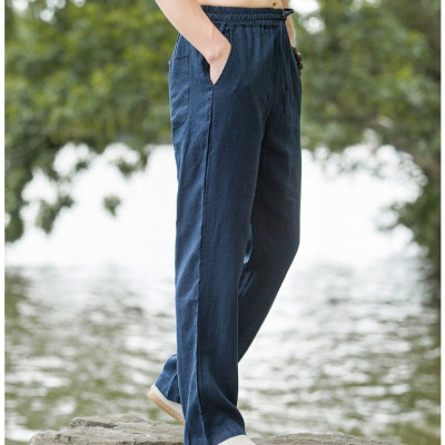 Quần dài nam chất linen cao cấp, quần suông trơn nam phù hợp  mọi lứa tuổi, có chun rút eo