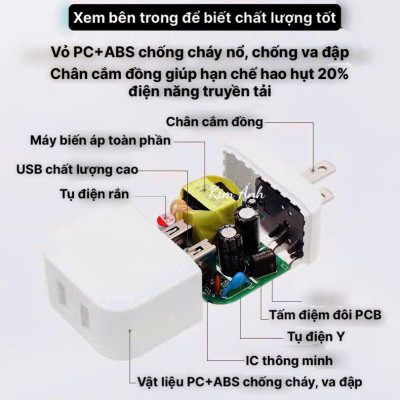 Củ sạc xuất Nhật 2.4A KFLY ( JHX-AC1908) chứng nhận PSE tiêu chuẩn Nhật Bản, dùng thử 30 ngày, Hàng chính hãng