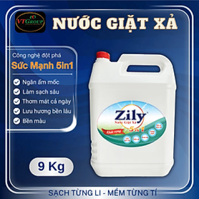 Nước Giặt Xả Quần Áo Zily 5in1 Can 9Kg - Tặng 1 Chai Nước Rửa Chén Zily 750 g