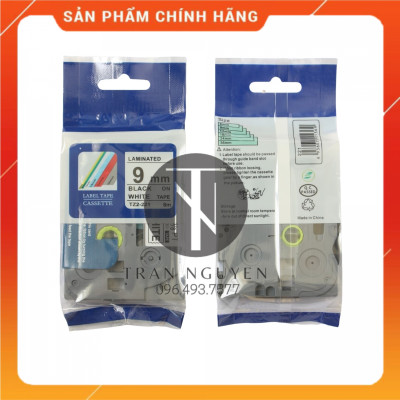 [ Combo 05 cuộn] Nhãn TZ2-221 tiêu chuẩn - Chữ đen trên nền trắng 9mm - Hàng nhập khẩu