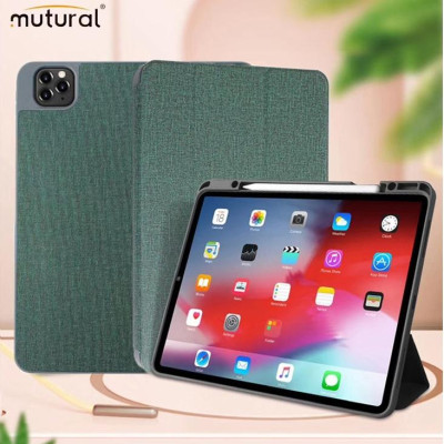 Bao da chính hãng Mutural cao cấp cho iPad Pro 12.9 2020 có khay đựng bút - Xanh rêu