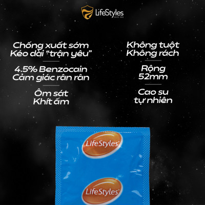 Bao cao su siêu mỏng, trơn mượt LifeStyles SKYN Elite - Non-latex không mùi cao su - 10 bao