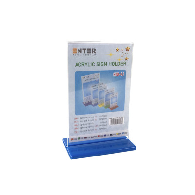 Kệ menu nhà hàng, Standee mica để bàn, Bảng quét mã QR Code, Kệ mica 2 mặt Enter E10-U 100x150mm đế lùa uốn bằng