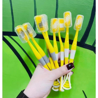 Hộp 8 Bàn Chải Đánh Răng Hình Vịt Vàng Có Đầu Cạo Lưỡi