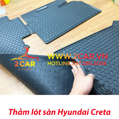 Thảm sàn, Thảm lót sàn xe Hyundai CRETA 2022 2023 cao su đúc, vân tổ ong, không mùi, MẪU NISSIN