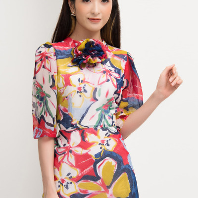 Đầm Nữ Midi Cổ Điển Đa Sắc Bo Eo Tôn Dáng Maxivic, La Mộc - LM72124