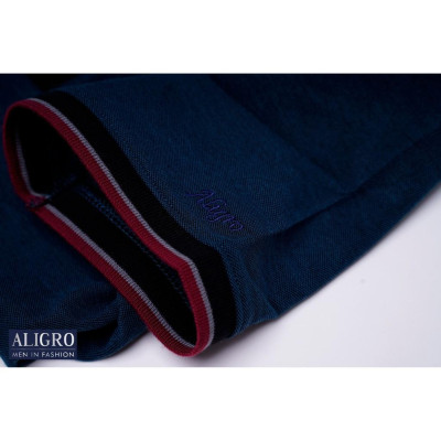 Áo polo nam cộc tay trơn màu xanh đậm aligro ALGPLO38