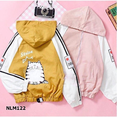 Áo khoác nữ gió dù 2 lớp chống nắng Mèo ú cực hót nhiều màu lựa chọn-M052