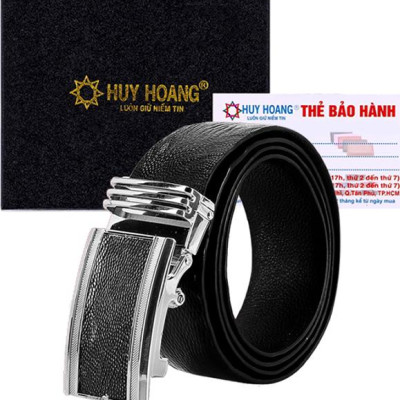 Thắt Lưng Nam Da Đà Điểu Bản Lớn Trơn Huy Hoàng HT4425 - Đen