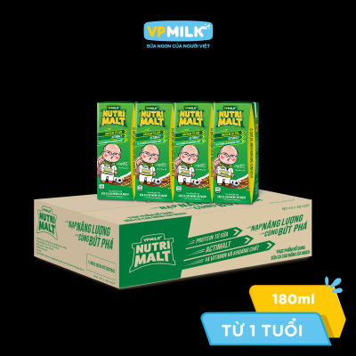 Sữa Ca Cao Mầm Lúa Mạch Đen – VPMilk Nutrimalt 180ml (Thùng 48 Hộp)