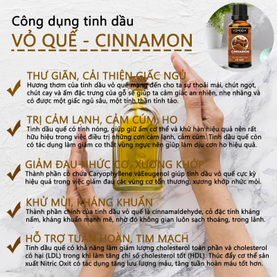 Tinh dầu xông phòng cao cấp gồm 2 chai tinh dầu nguyên chất: tinh dầu Bạc hà (50ml) + tinh dầu Vỏ quế (50ml) Vemoda