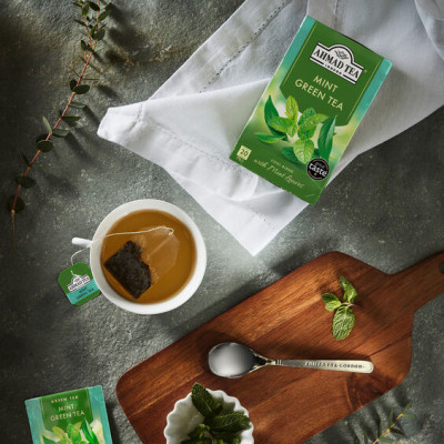 TRÀ XANH AHMAD ANH QUỐC - BẠC HÀ (40g) - Mint Mystique - Khách sạn, nhà hàng tiện dùng do có bao thiếc riêng