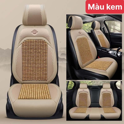 Lót Ghế Ô Tô Hạt Gỗ Libaiwang Bọc Ghế Ô Tô Chống Nóng - Áo Ghế Ô Tô Lót Liền Massage Lưng Chất Liệu Da Cao Cấp khaihuyau