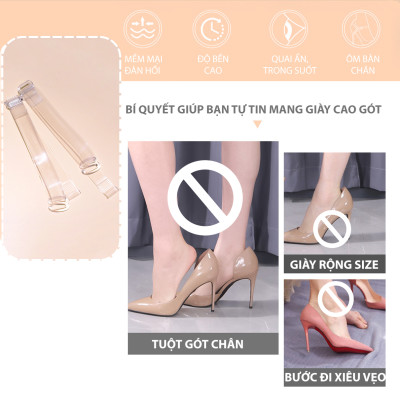 Quai giày ẩn bằng silicone trong suốt dùng mang giày cao gót phiên bản móc cài giúp ôm bàn chân - buybox - BBPK143