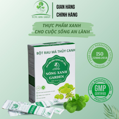 Nông Xanh Garden Bột Rau Má Thủy Canh Đậu Xanh Cốt Dừa Hộp 15 gói (10gram/1 gói) hòa tan uống liền, dễ uống, thanh nhiệt
